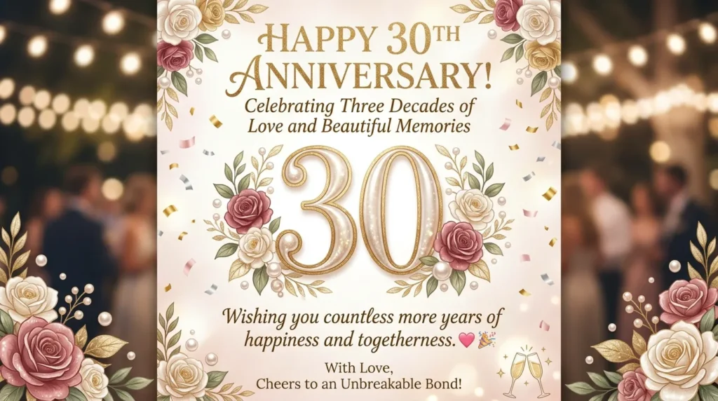 Happy 30th Anniversary Wishes for Husband and Wife