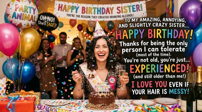 funny sister birthday wishes